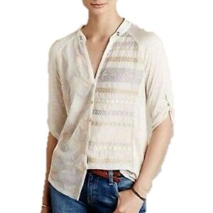 Anthropologie Tiny Willa Metallic Embroidered Top